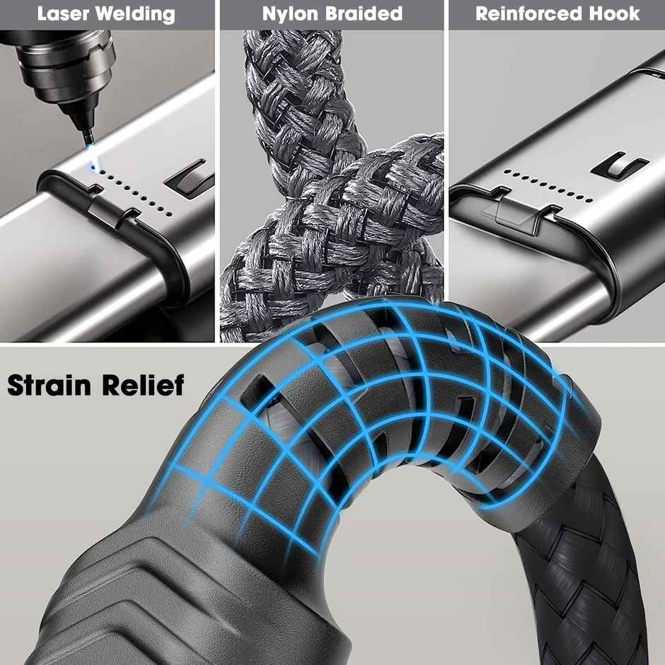 Sounce USB Type C Cable 3.1 A 1.5 m Usb To 3A(66W)Fast Charging Braided (Compatible with Mobile,Tablet,Earphone,Laptop,Black,One Cable)