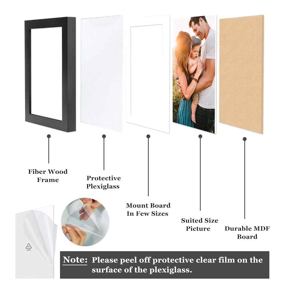 Art Street Synthetic Document Large Size Wall Photo Frame, 11x14 Inch, Matted To 8x10 Inch | Black