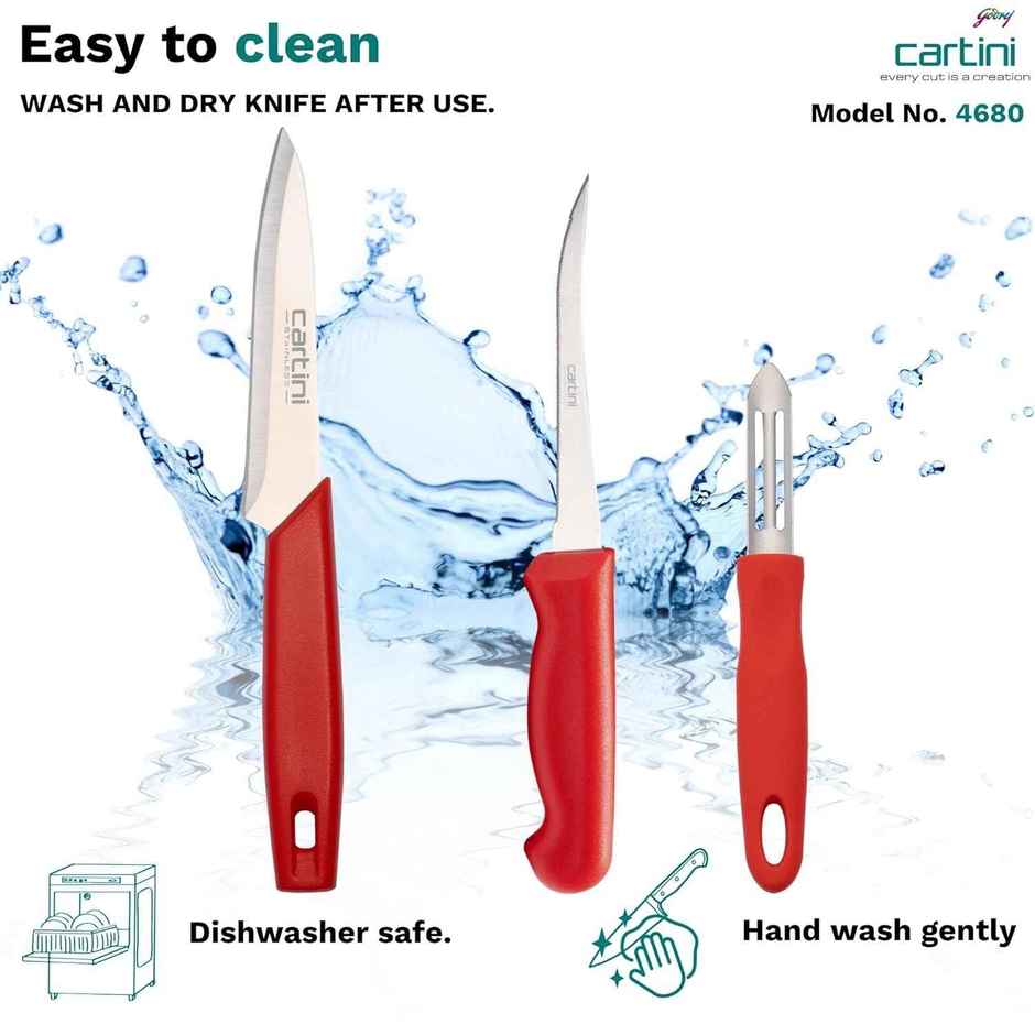 Godrej Cartini Kitchen Knife & Peeler Set (Colour May Vary)