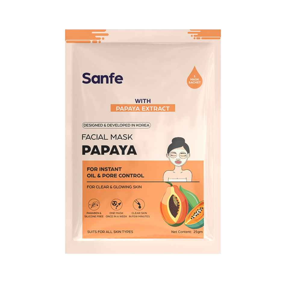 Sanfe Instant Oil Control Papaya Facial Mask 100% Fruit Extracts, Korean Mask