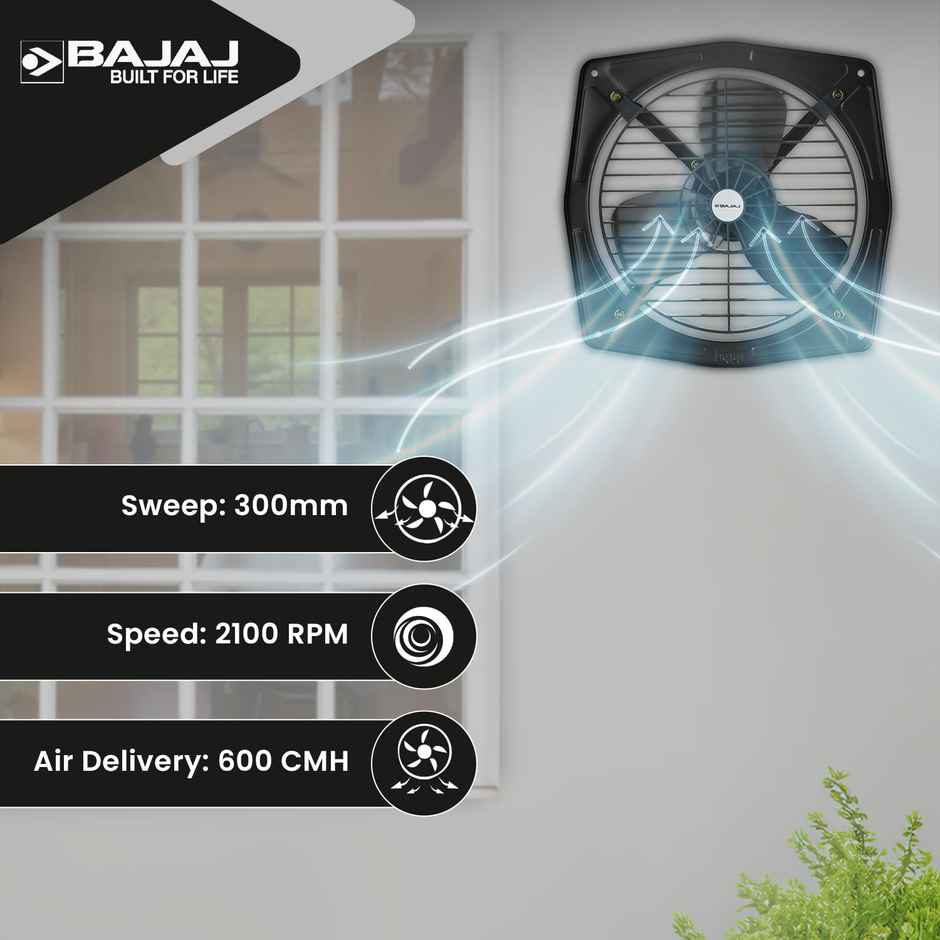 Bajaj Bahar Exhaust Fan, 300mm, Metallic Grey