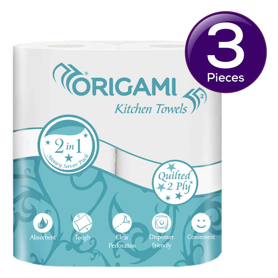 Origami Kitchen Towels 2 In 1 Quilted 2ply Combo