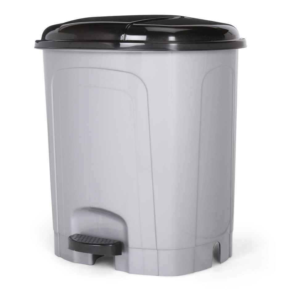 Kolorr 23 Litres Plastic Pedal Dustbin Go Clean/Large Size Trash Can/ Home, Kitchen Silver