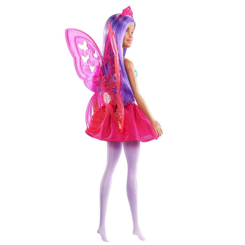 Mattel Barbie Dreamtopia Fairy Doll (11.5-in, Purple Hair) Wearing Skirt, Clip-On Wings & Tiara
