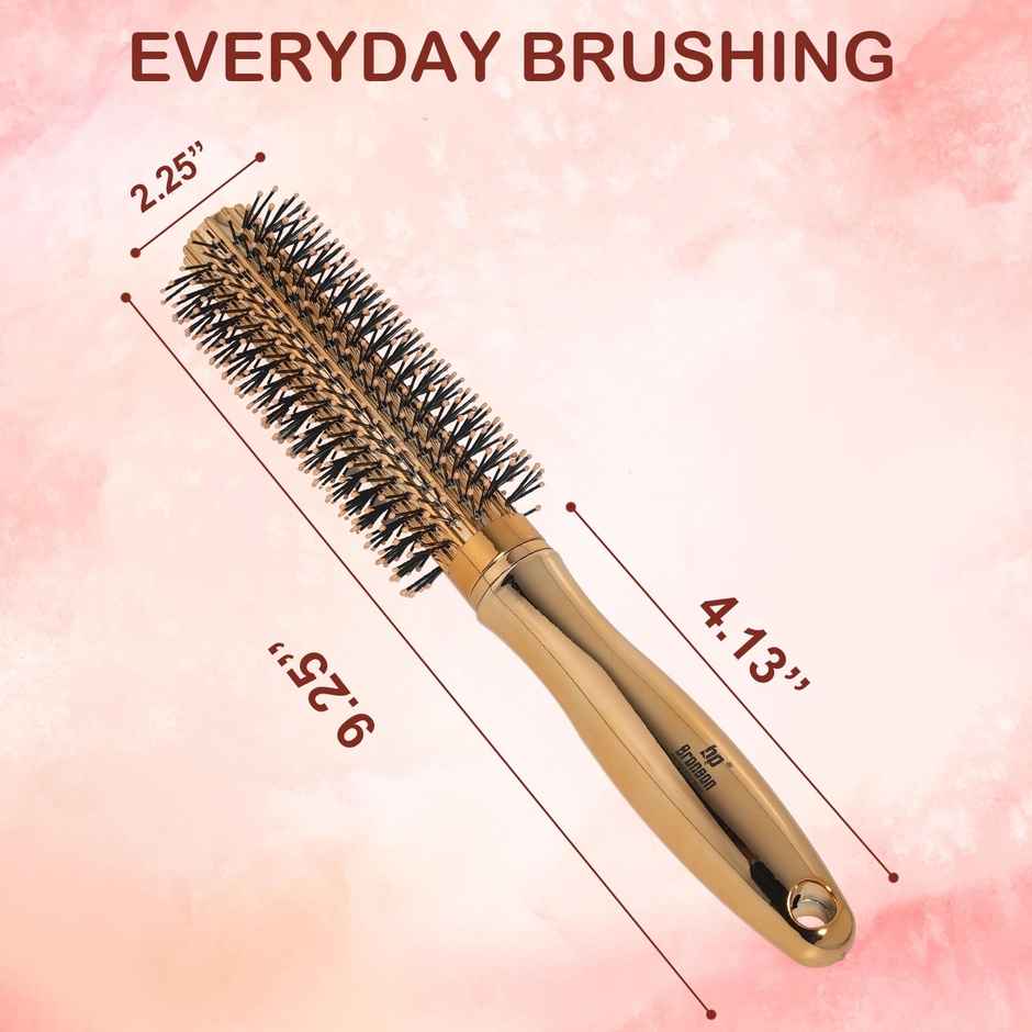 Bronson Professional Golden Round Hair Brush For Adding Quick Curls, Volume And Waves In Hair