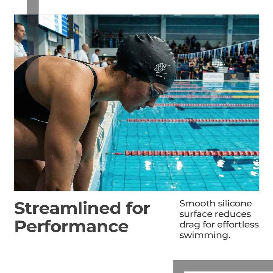 Lifelong Women's Silicone Swimming Cap | Black