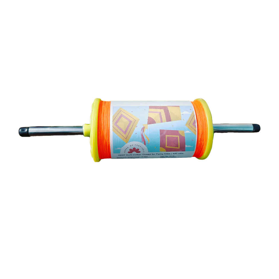 Kite Thread | 400 mtr | Plastic Spool / Firki | Orange Thread | House Of Festivals