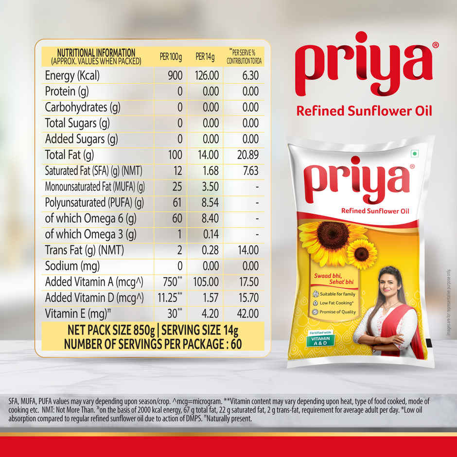 Priya Sunflower Oil | Pouch Combo