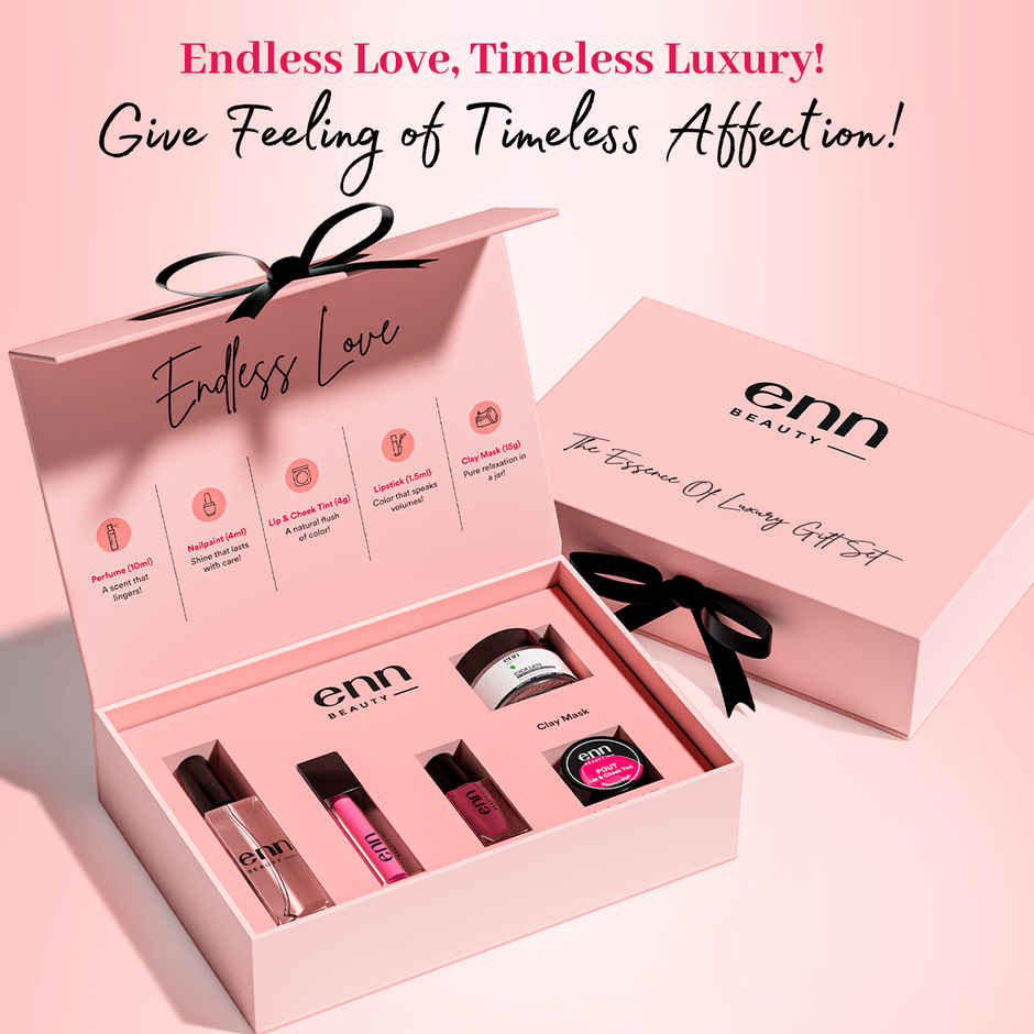 ENN Beauty Endless Love Gift Set | Clay Mask | Lipstick | Nail Paint | Lip & Cheek Tint | Perfume