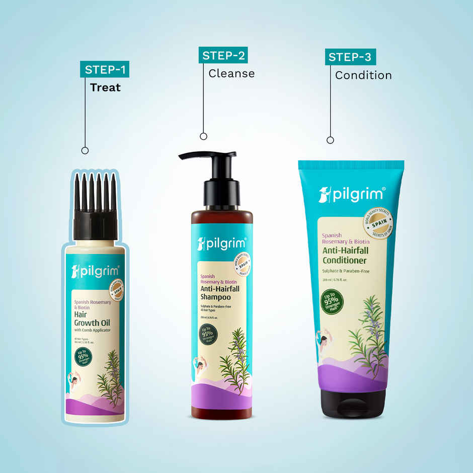 Pilgrim Spanish Rosemary & Biotin Hair Growth Oil helps Control Hairfall & strengthens Hair