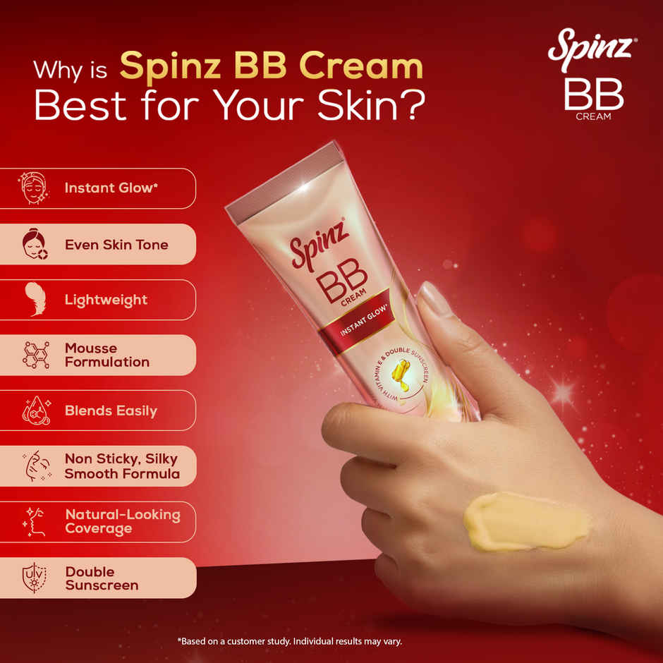 Spinz BB Brightening & Beauty Fairness Cream Gives 2X Instant Glow Sun Protection Dark Spots Correction
