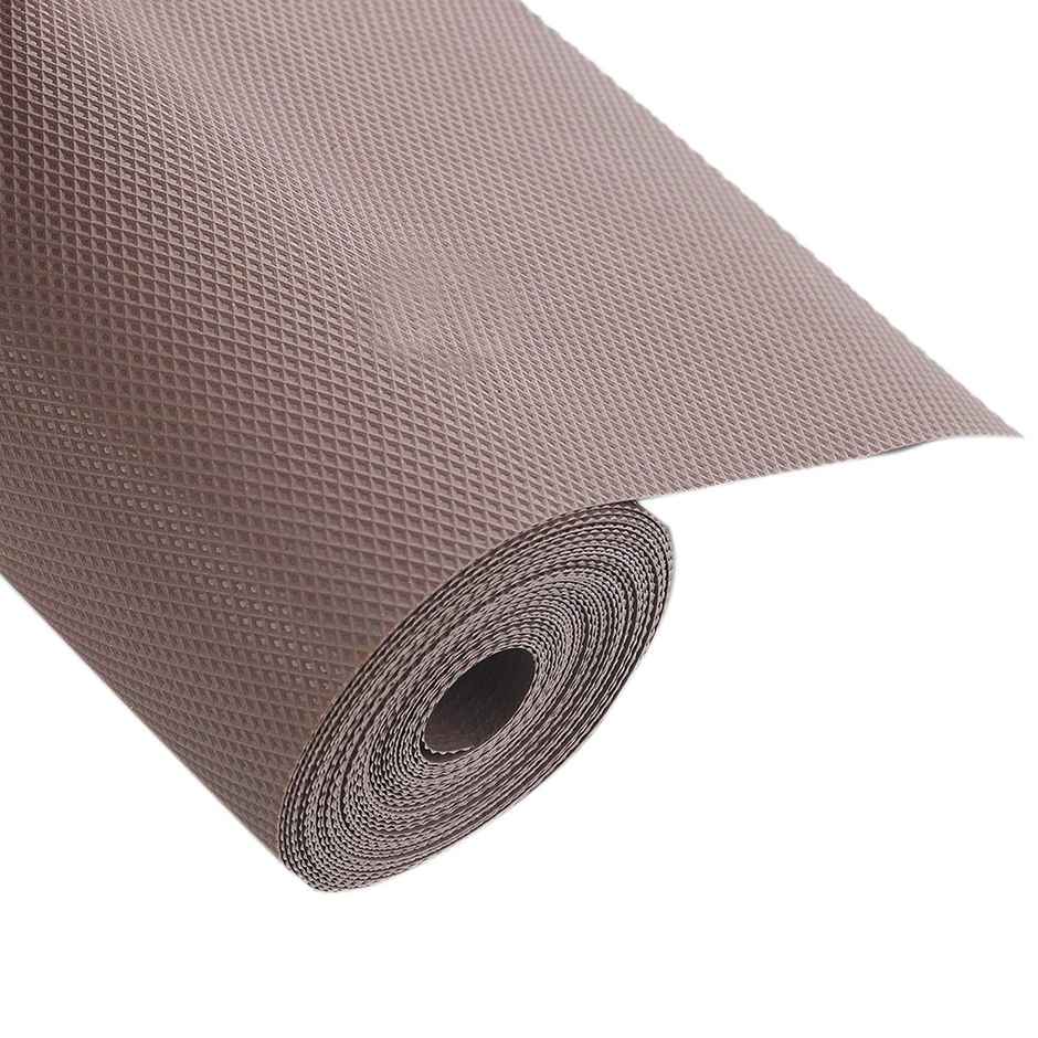 Kuber Industries 1.25 Meter Textured Anti Skid Mats for Drawer / Refrigerator | Brown |