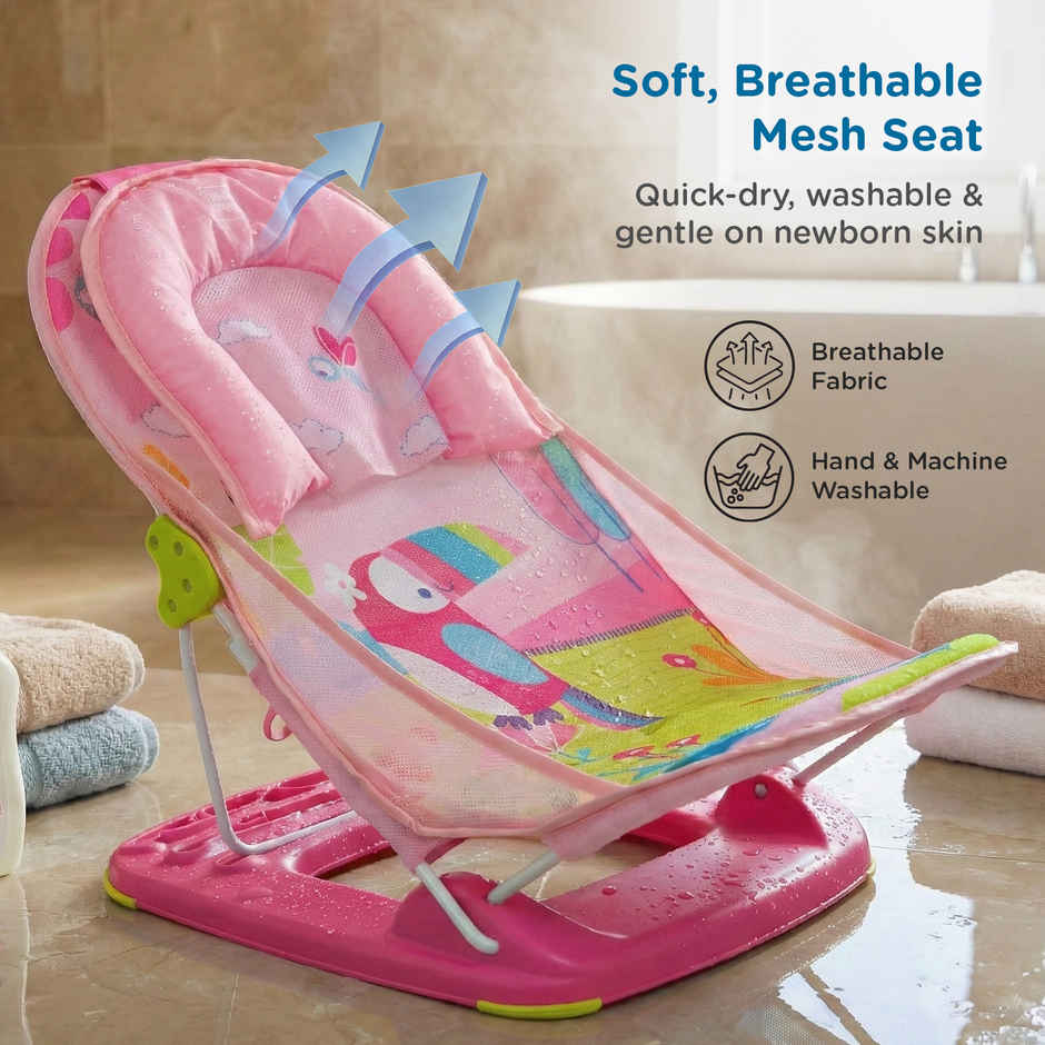 Mee Mee Newborn Baby Bather Bath Chair for Newborns and Infants | 0-12 Months | Pink
