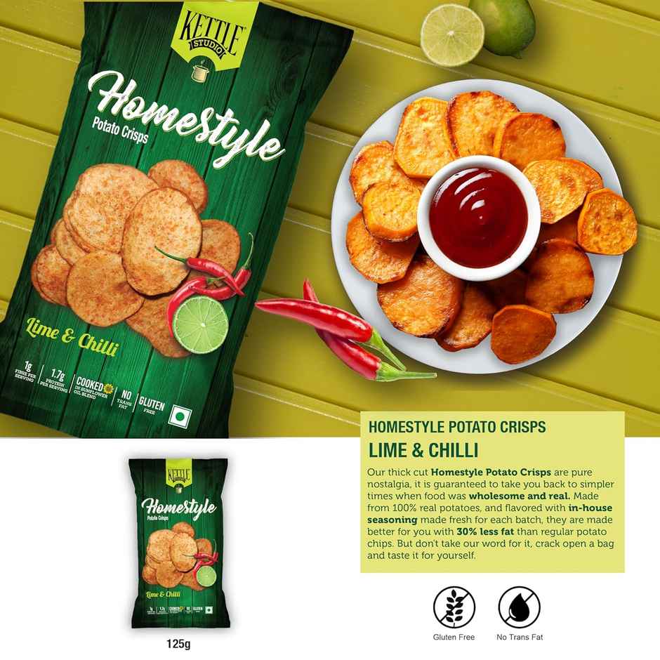 Kettle Studio Homestyle Potato Crisps Lime & Chilli