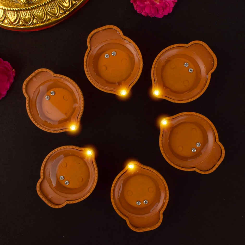 Water Sensor Diya for Diwali, Festive Decoration | Pack Of 6 | Party Propz