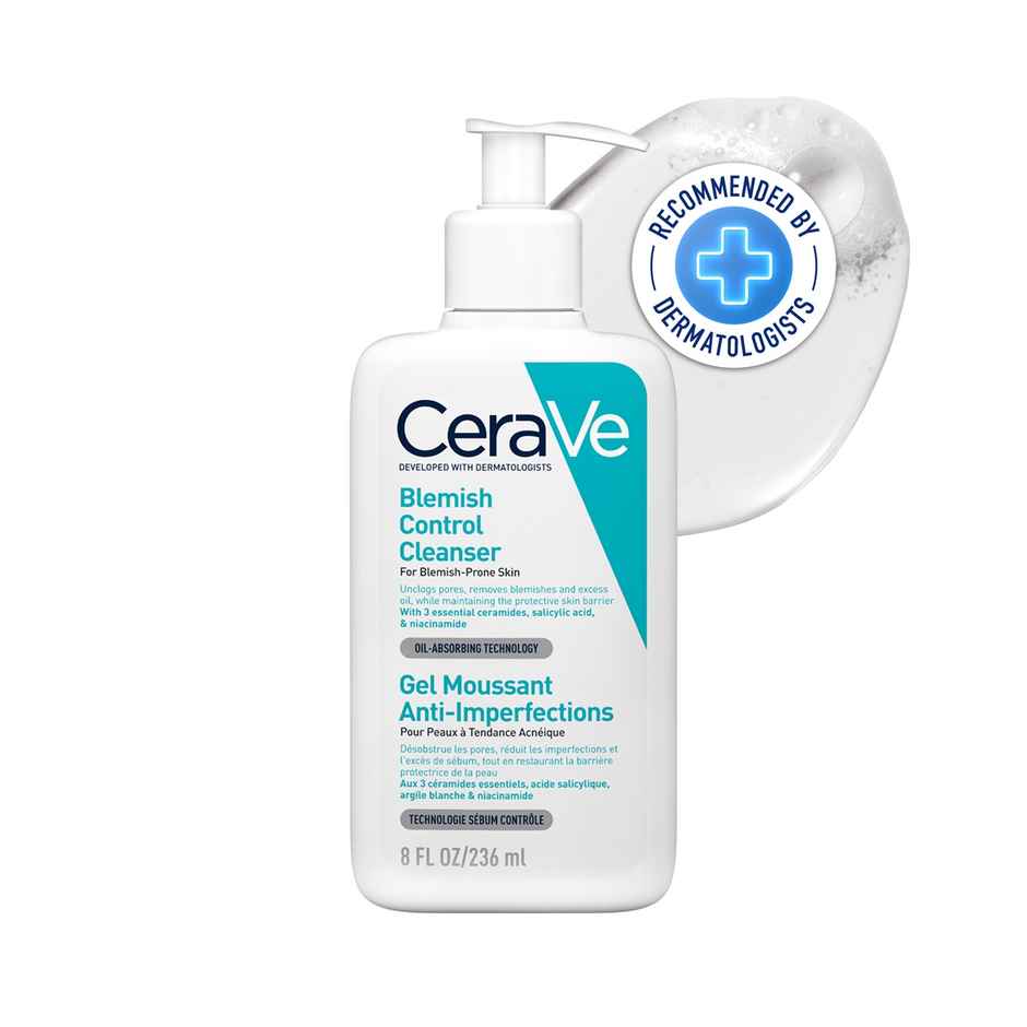 CeraVe Blemish Control Cleanser Face Wash With 2% Salicylic Acid & Niacinamide For Acne-Prone Skin