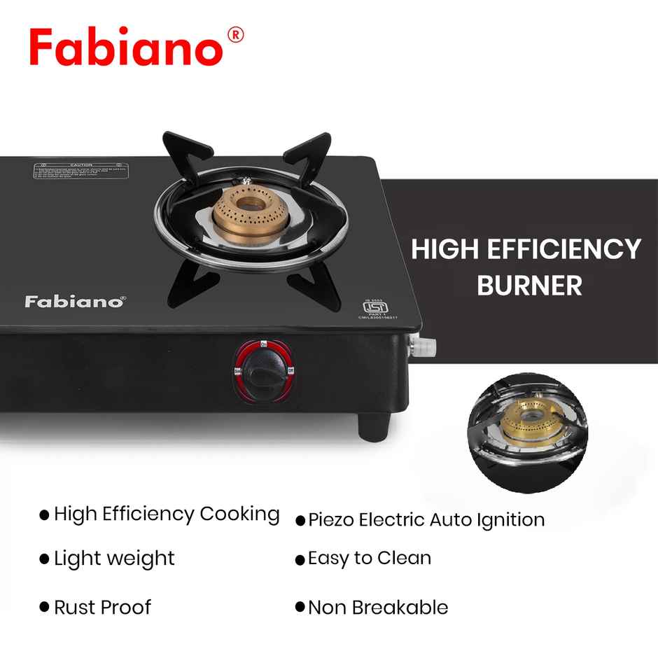 Fabiano 2 Burner Glass Gas Stove Brass Painted Burner