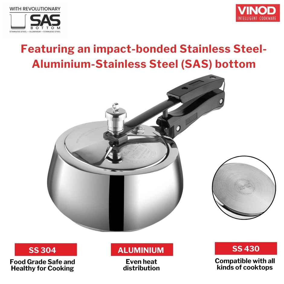 Vinod Handi Shape Inner Lid Europa Pressure Cooker - 1.5 L