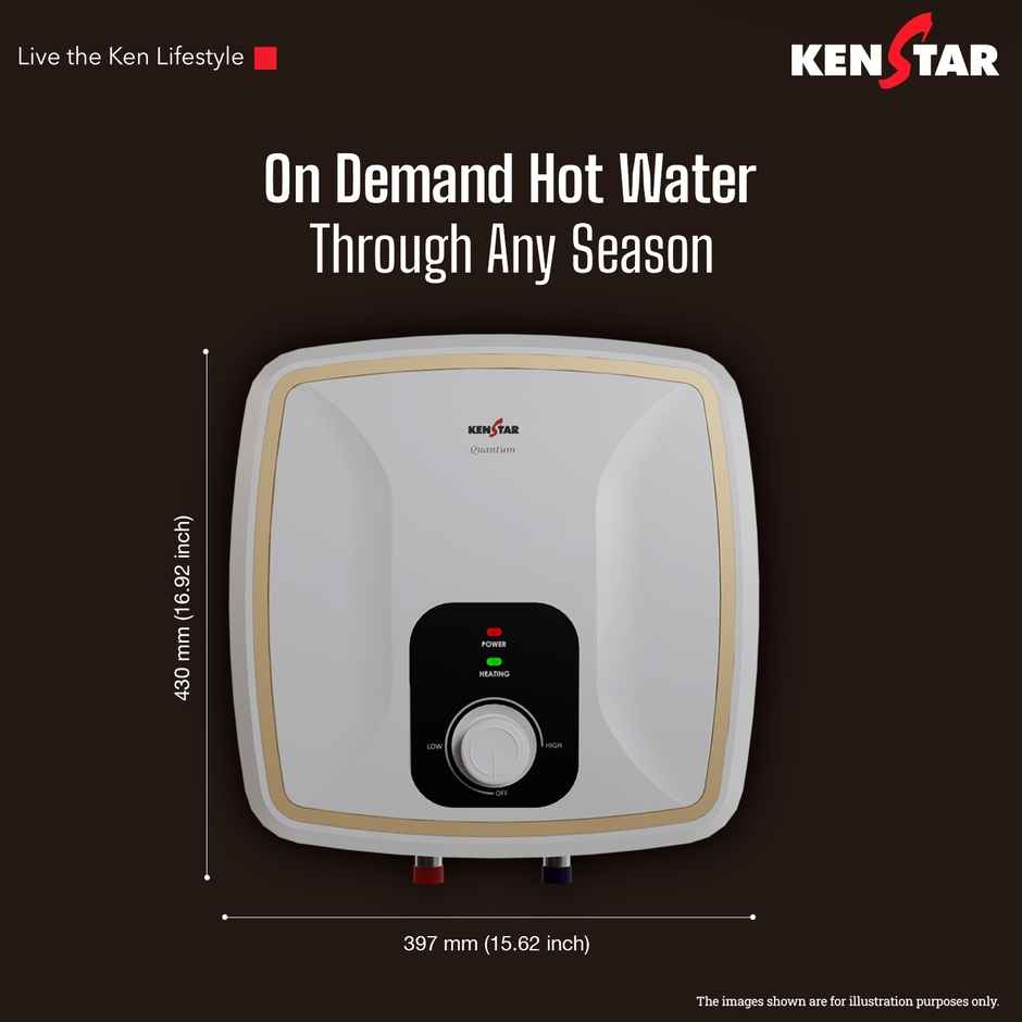 Kenstar QUANTUM 15 L 5 Star Rated Square Storage Water Heater with Glassline Coated Tank,2000W