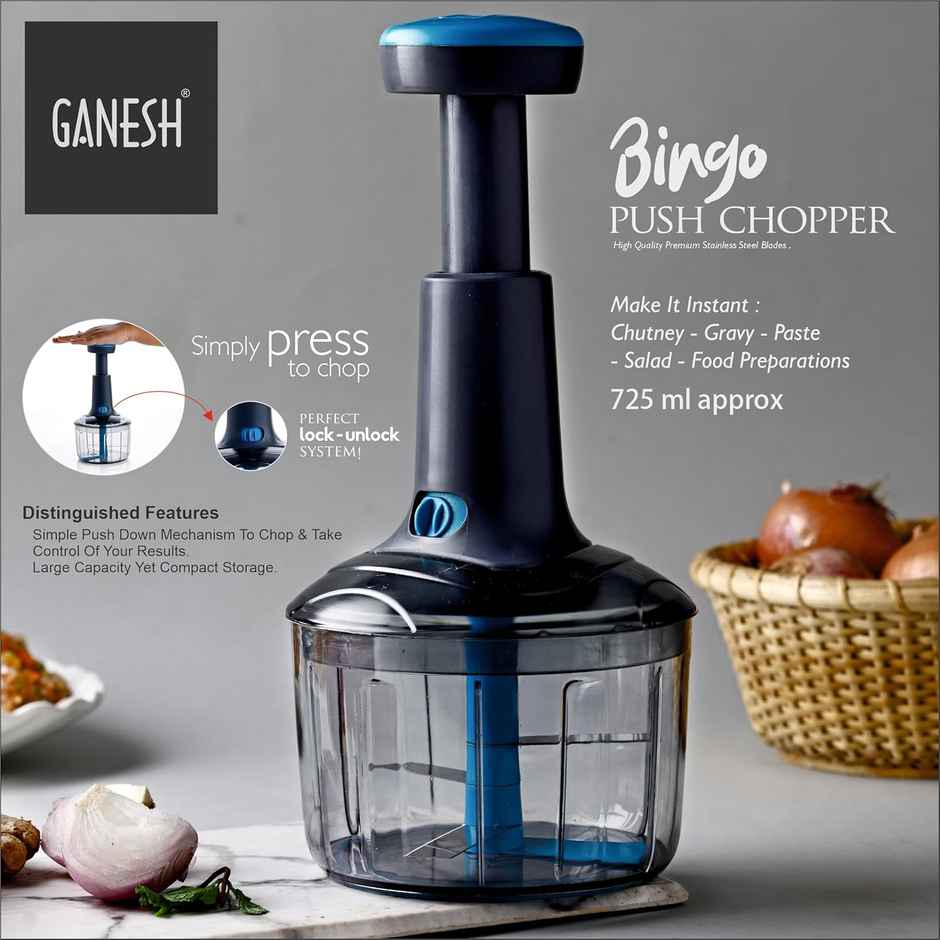 Ganesh Manual Hand Press Bingo Push Chopper With 3 Blades