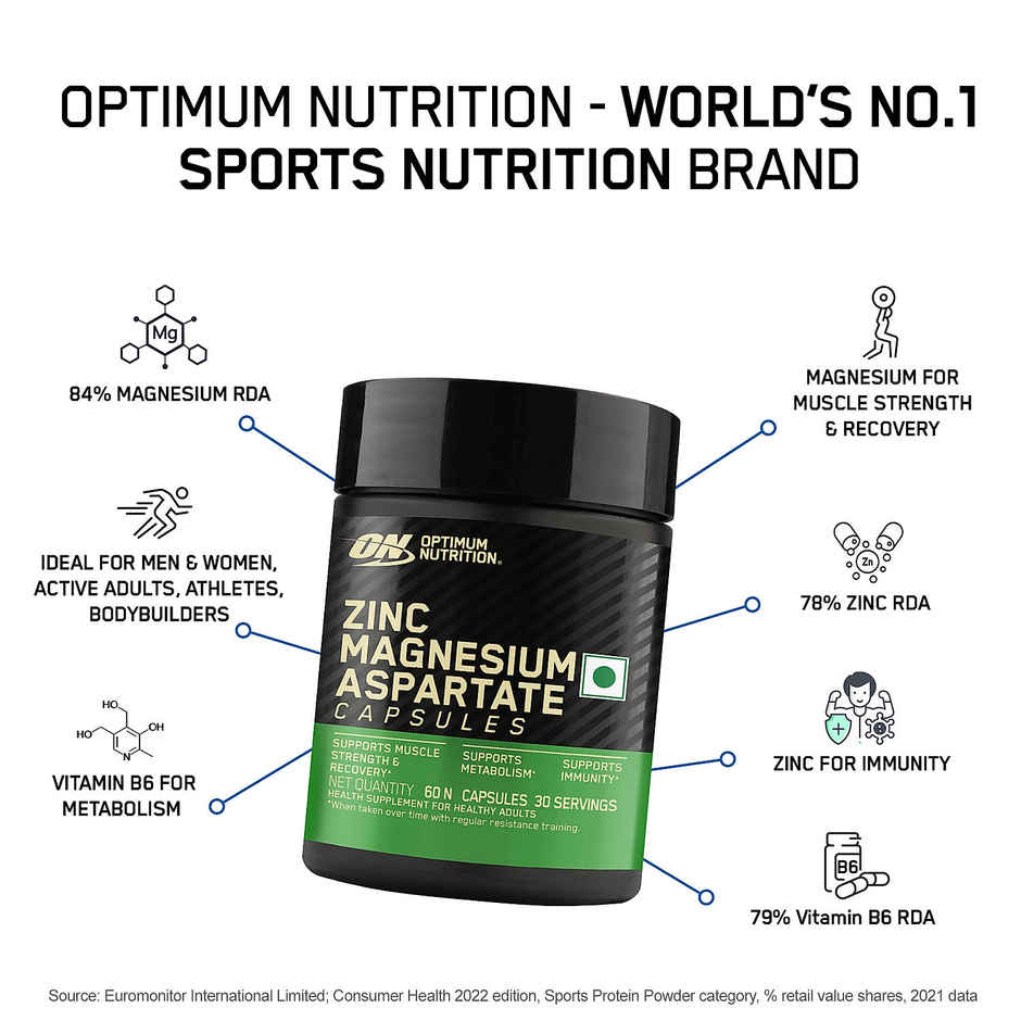 Optimum Nutrition (On) Zinc Magnesium Aspartate (Zma) - 60 Capsules