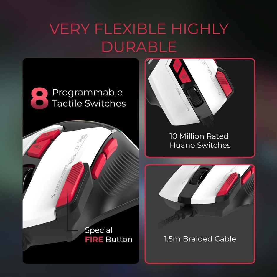 EvoFox Blaze Ultra Value 8 Button Programmable Gaming Mouse with 1000Hz Polling Rate | Gaming Grade DPI 200 to 12800 | Ultra-Responsive 7000fps | RGB Lights with Music sync Mode | Windows Software - Blaze (Black)