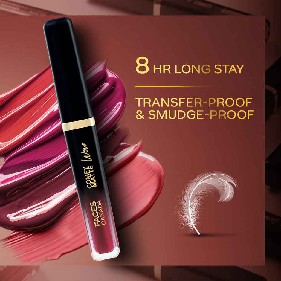 Faces Canada Comfy Matte Wow Liquid Lipstick | Maroon Maven 05 | One Swipe Application