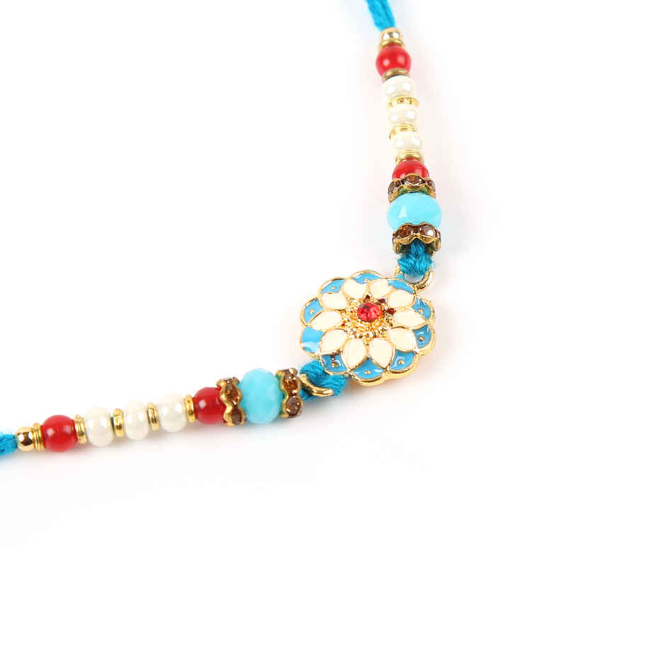 Pichai Blue Flower Bead Rakhi