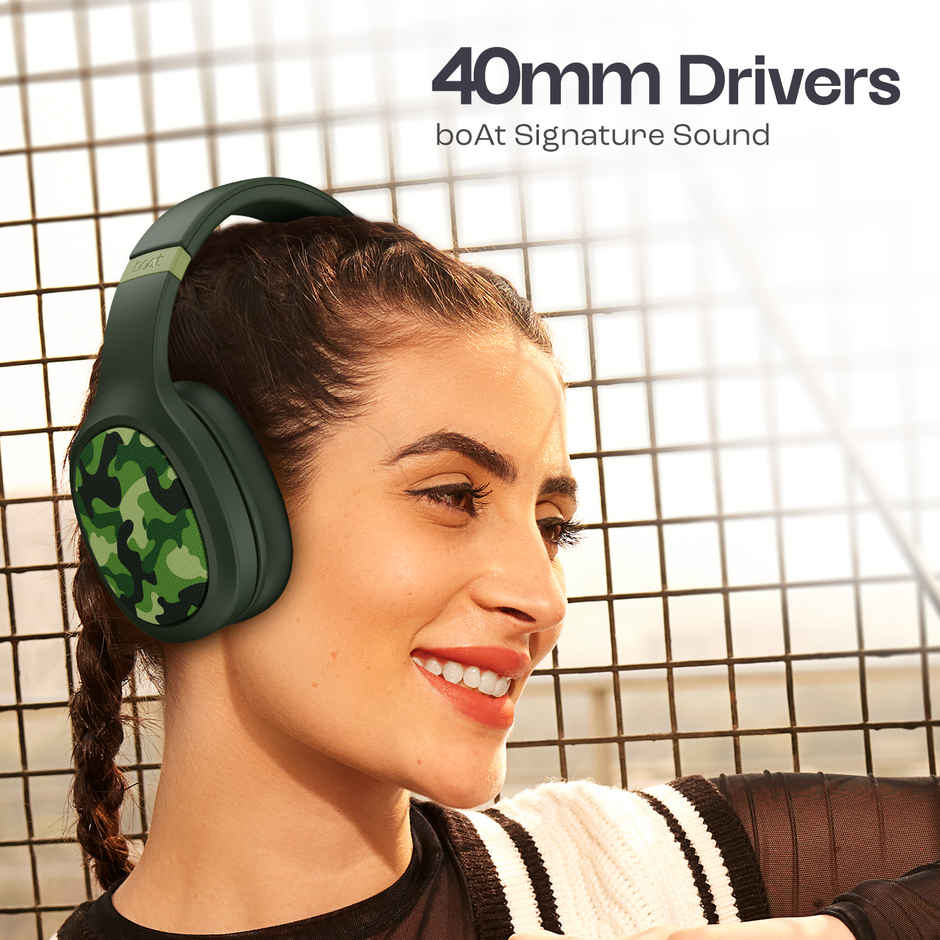boAt Rockerz 460 Over Ear BT Headphones W/ 30H Playtime, 40Mm Drivers, Signature Sound(Army Green)