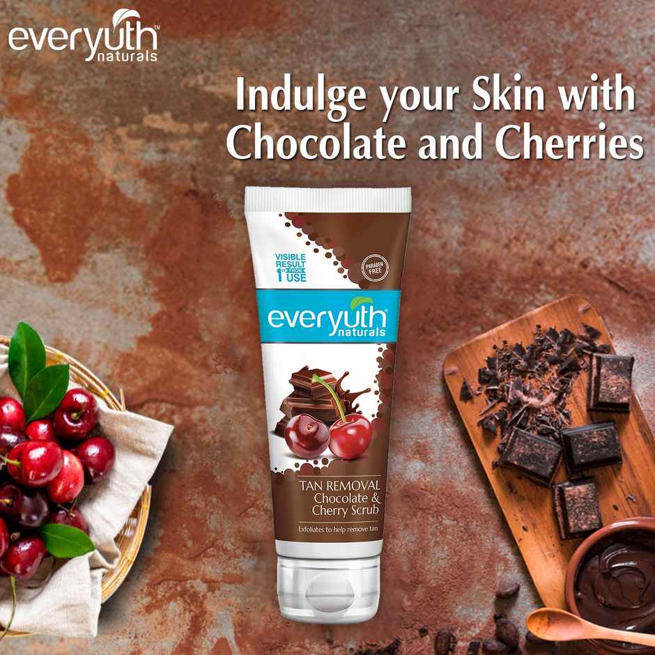 Everyuth Naturals Pure & Light Tan Removal Choco Cherry Scrub Bottle