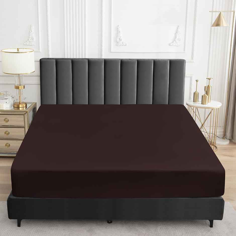 BAY6 Brown Terry Cotton 220 GSM Waterproof Mattress Protector For King Size Bed