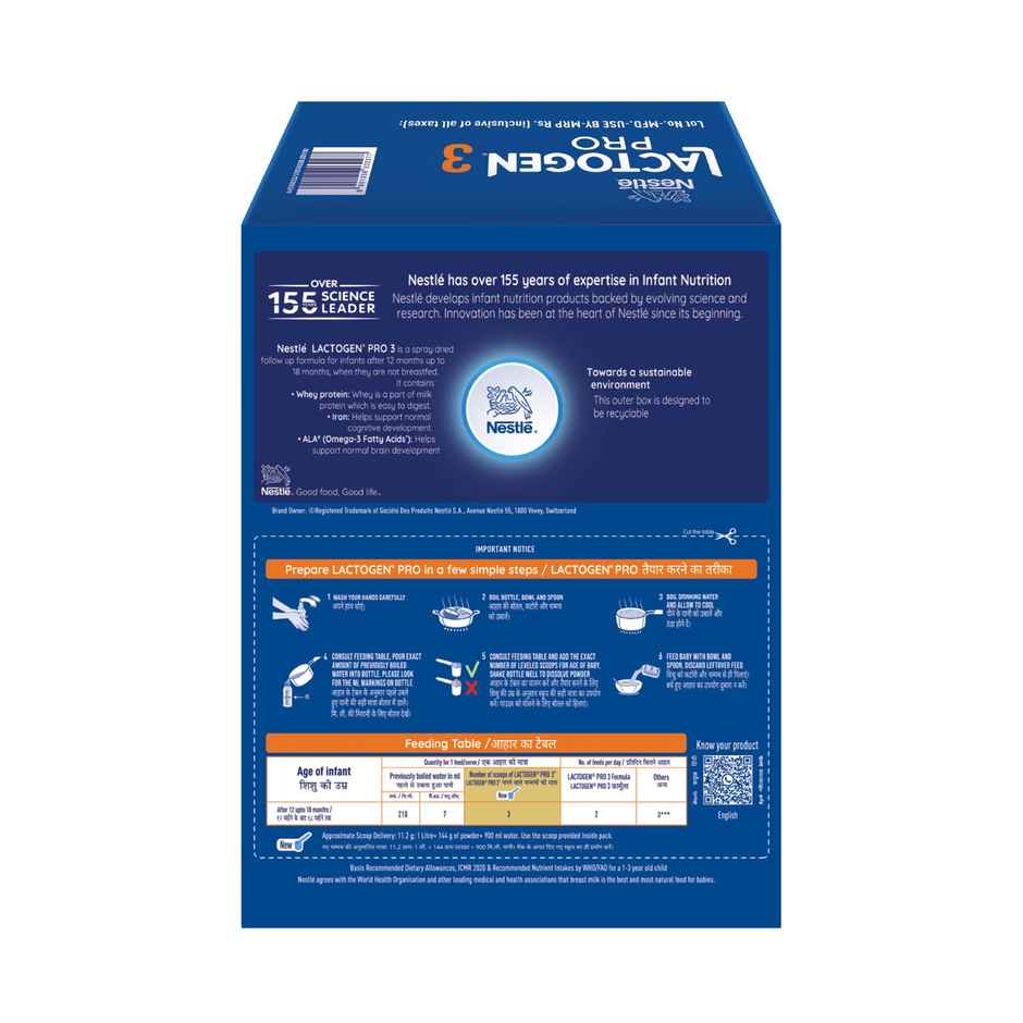 Nestle Lactogen Pro 3 Follow-up Powder | After 12 Months up to 18 Months