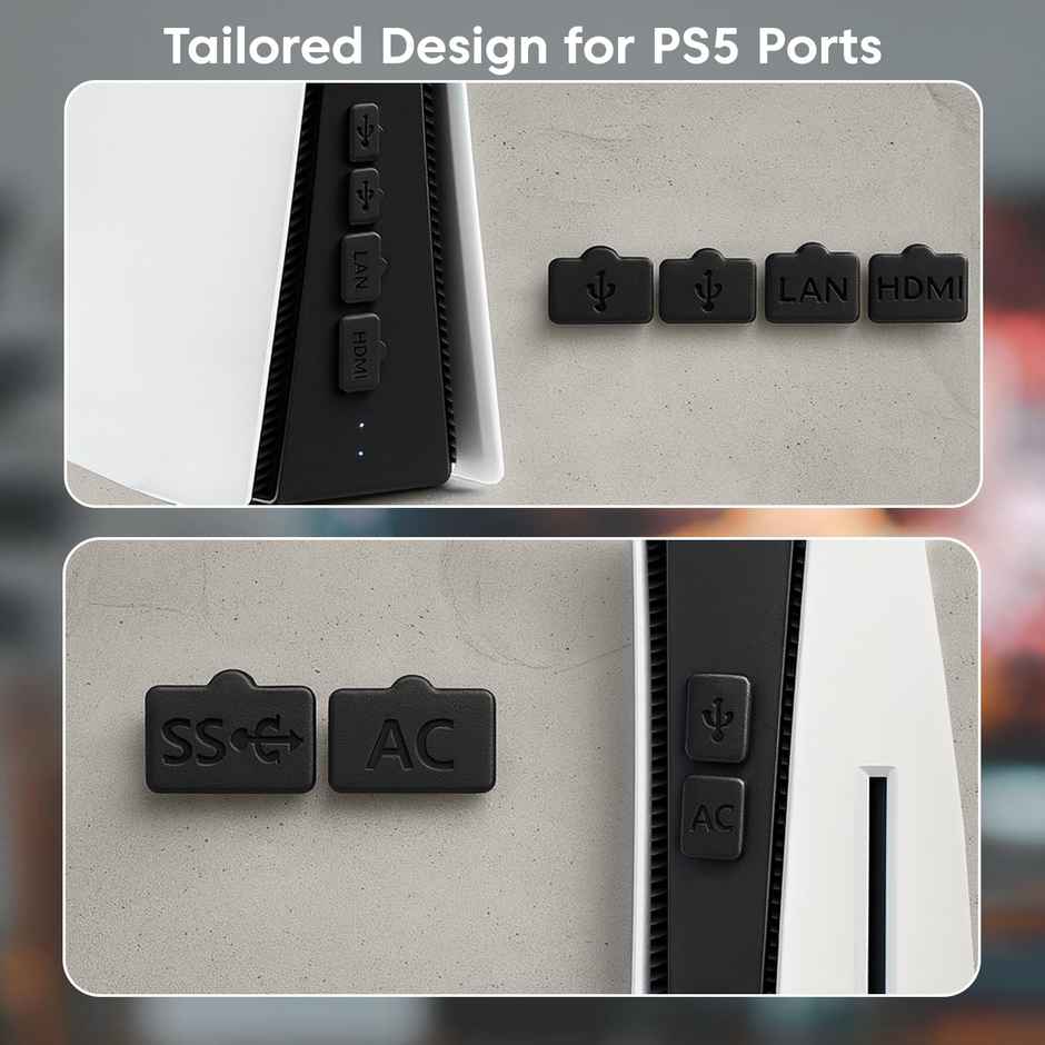 Sounce Dust Plug Kit for PS5 & Slim, Silicone Anti-Dust Port Covers