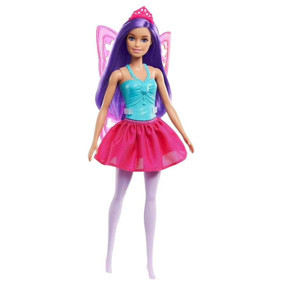 Mattel Barbie Dreamtopia Fairy Doll (11.5-in, Purple Hair) Wearing Skirt, Clip-On Wings & Tiara