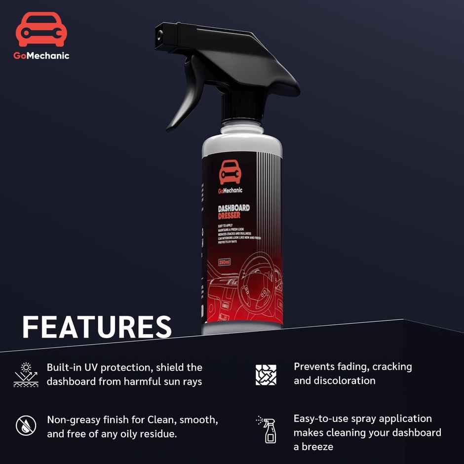 GoMechanic Dashboard Dresser | 250 ml - Restores Gloss & Shine On Car Dashboard & Plastic Parts