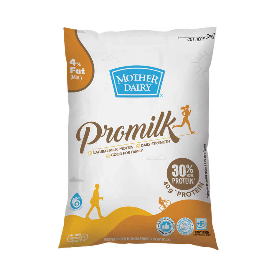 Mother Dairy Promilk | Protein Fresh Milk | 20g Protein | Pouch