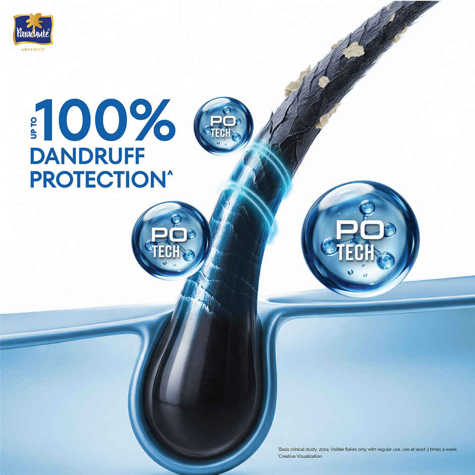 Parachute Advansed Anti-Dandruff Shampoo | Up to 100% Dandruff protection | Coconut Milk & PO Tech