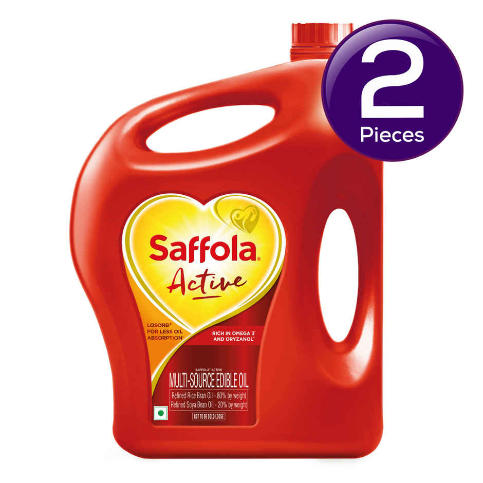 Saffola Active Rice Bran & Soyabean Oil | Rich in Omega 3 & Oryzanol Combo