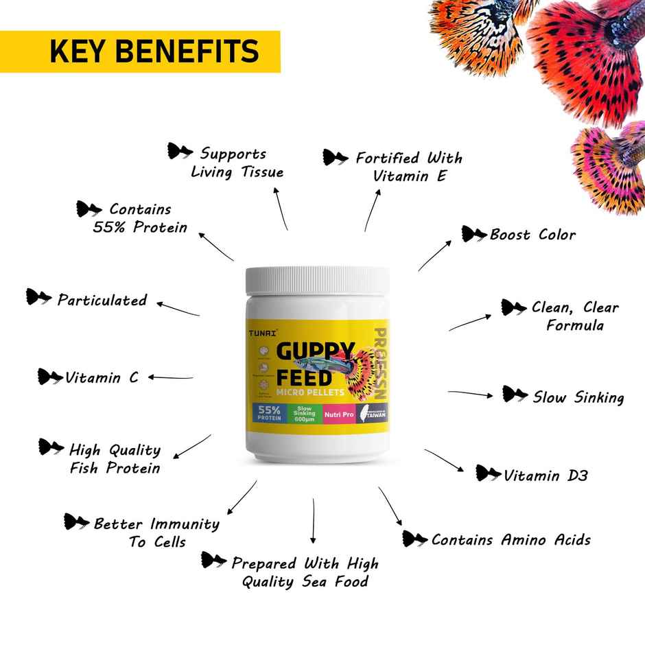 Tunai Guppy Fish Food 600 Microns