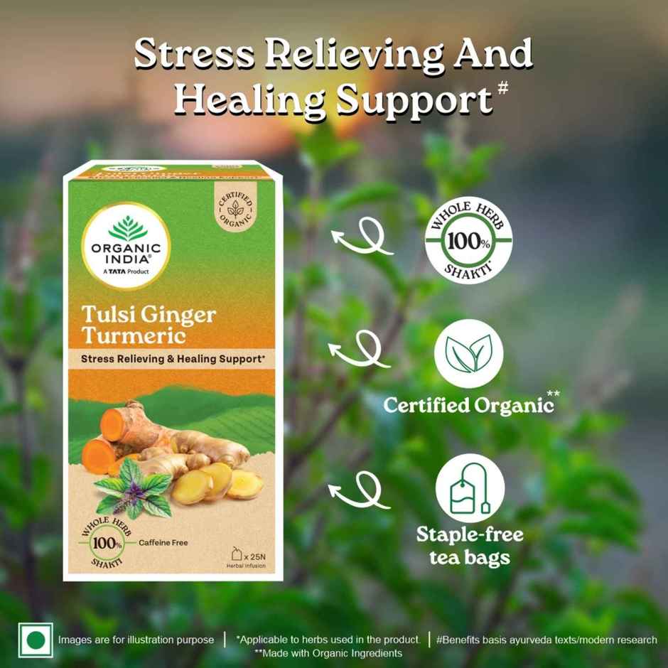 Organic India Tulsi Ginger Turmeric Herbal Infusion Bags