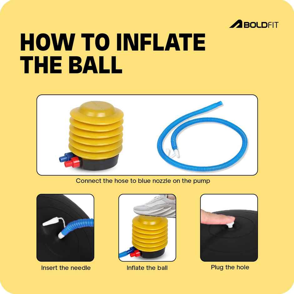 Boldfit Gym Ball For Exercise 55 cm Exercise Ball With Foot Pump-Black