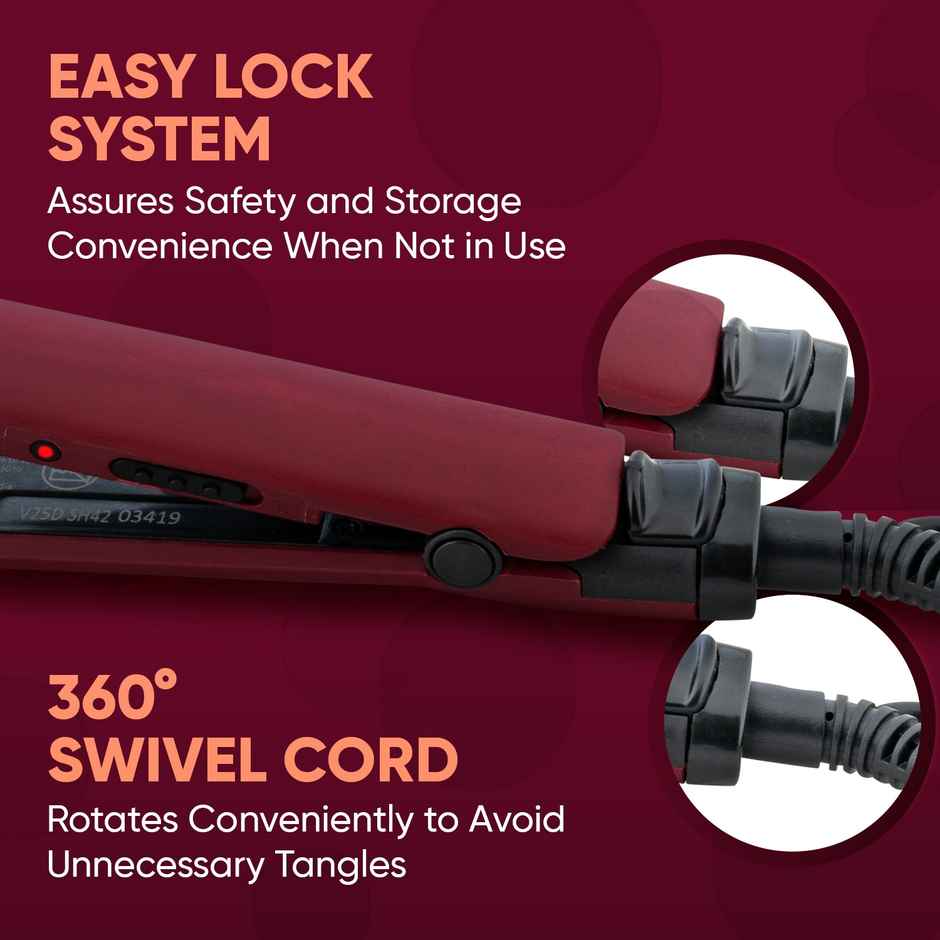 Vega SleekOn Hair Straightener for Women with 230 Degree Celsius Heating Temperature | VHSH-44