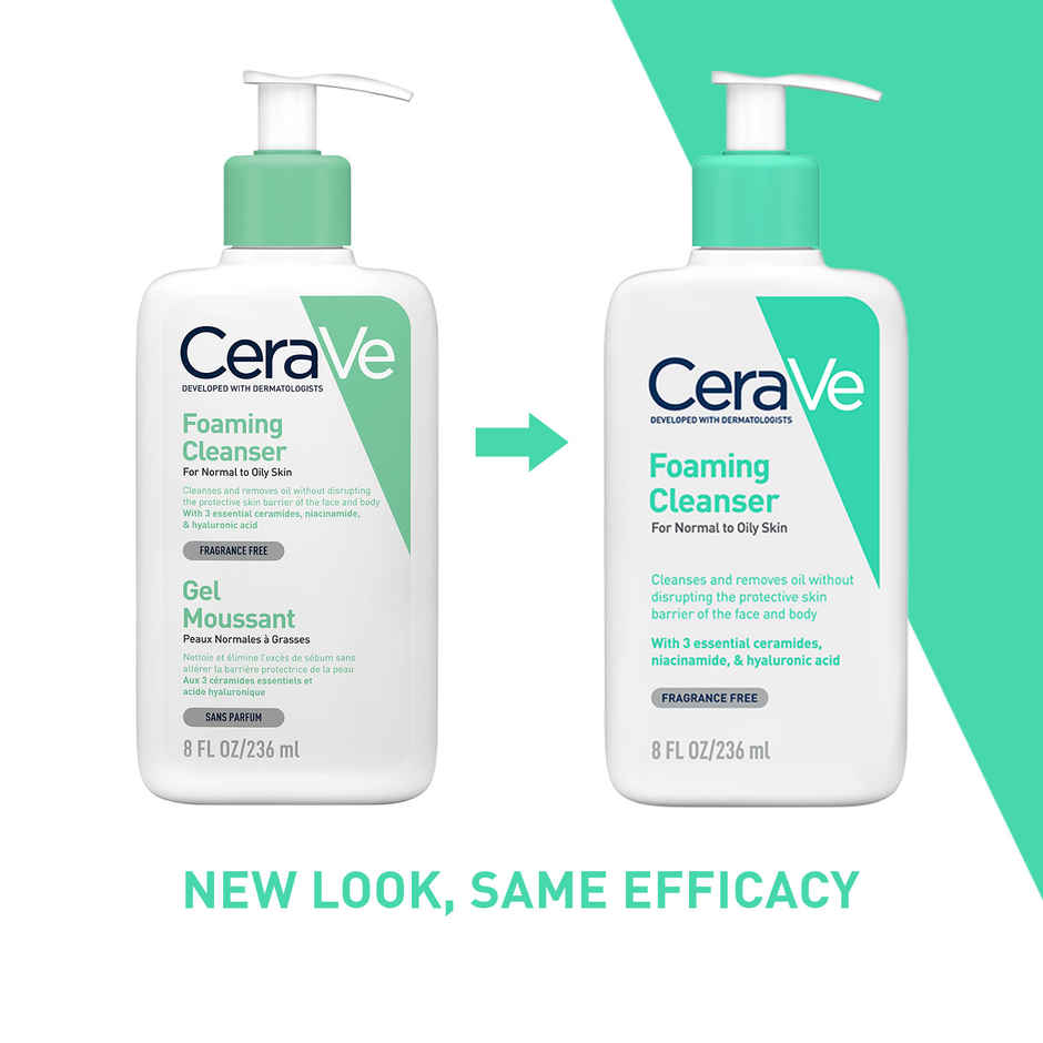 CeraVe Foaming Cleanser Face Wash For Oily Skin With Hyaluronic Acid, Ceramides & Niacinamide