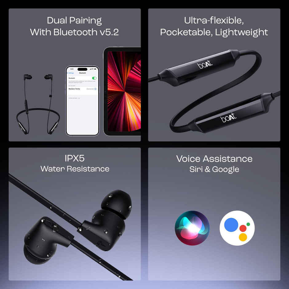 boAt Rockerz Trinity BT Neckband w/ 150H Playtime, Crystal Bionic Sound & ASAP Charge (Cosmic Black)