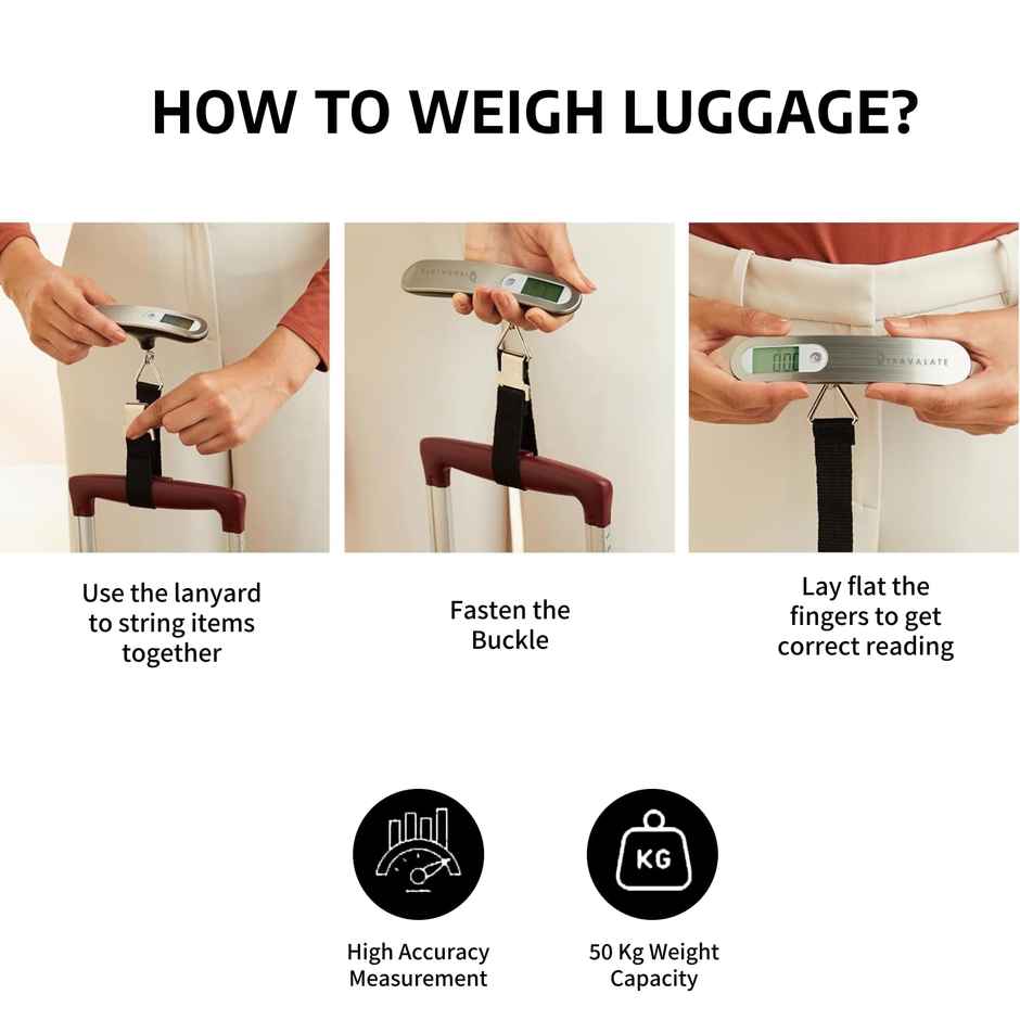 TRAVALATE Digital Luggage Weighing Scale with Backlit LCD Display Up to 50 kg Capacity