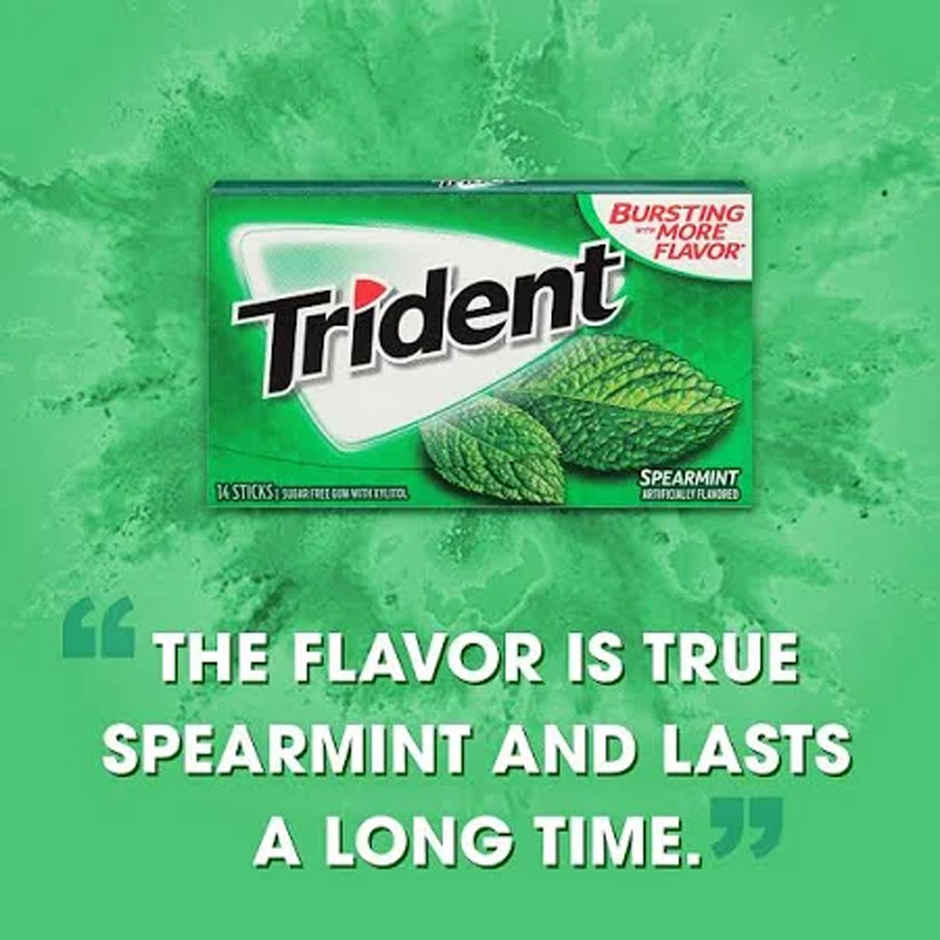 Trident Spearmint Gum (Sugar Free) 1 pack (14 sticks)