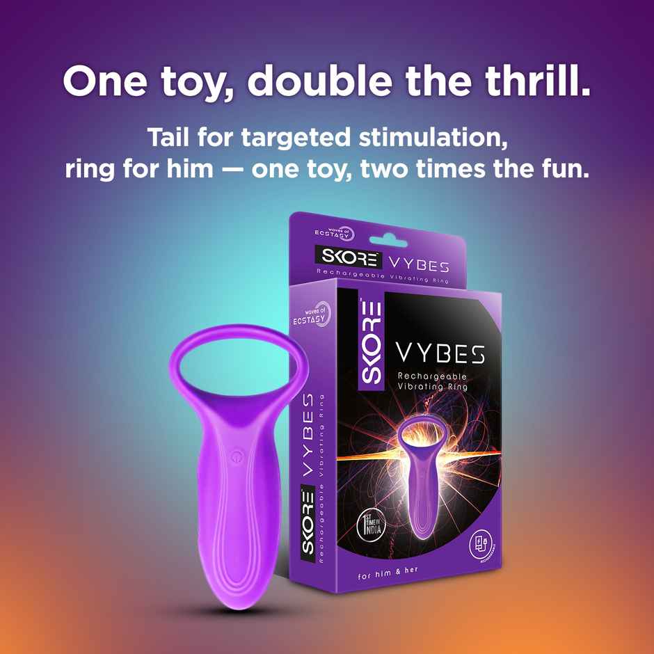 Skore Lubes - Strawberry Flavour (50ml) & Skore Vibrating Rings - Vybes (1pc) Combo