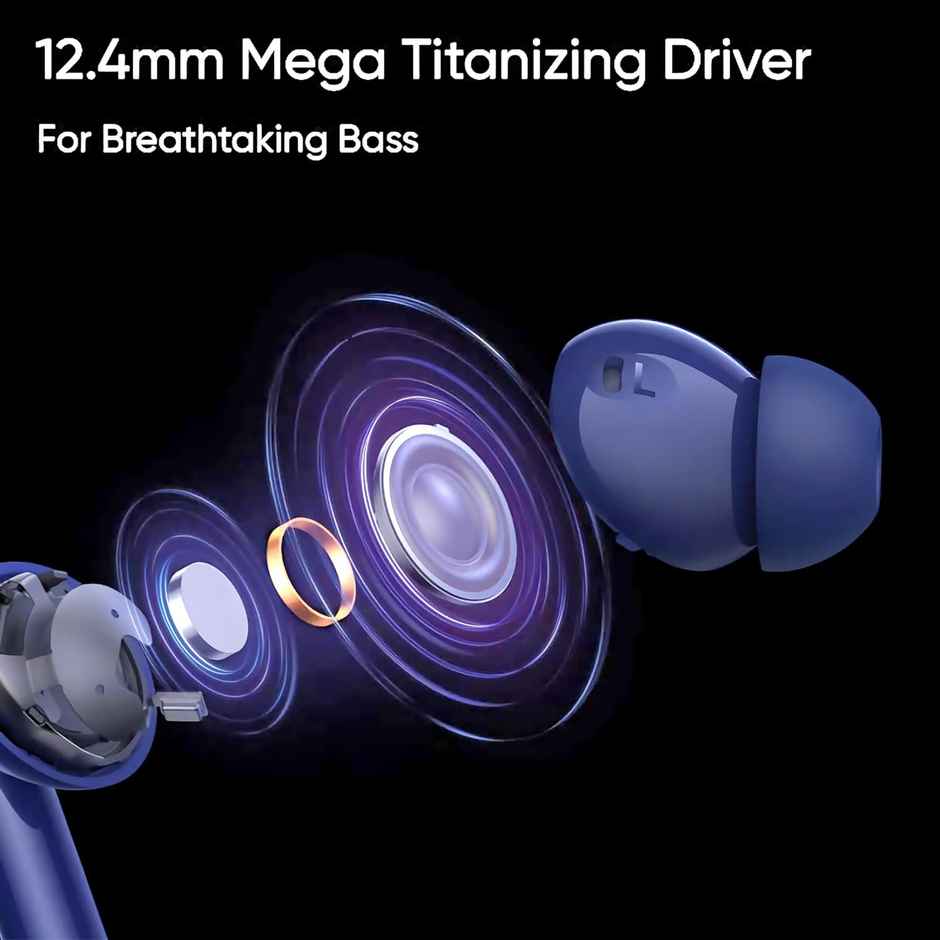 Realme Buds Air 5 With 50dB ANC 12.4Mm Dynamic Bass Driver Upto 38Hr Playback - Deep Sea Blue