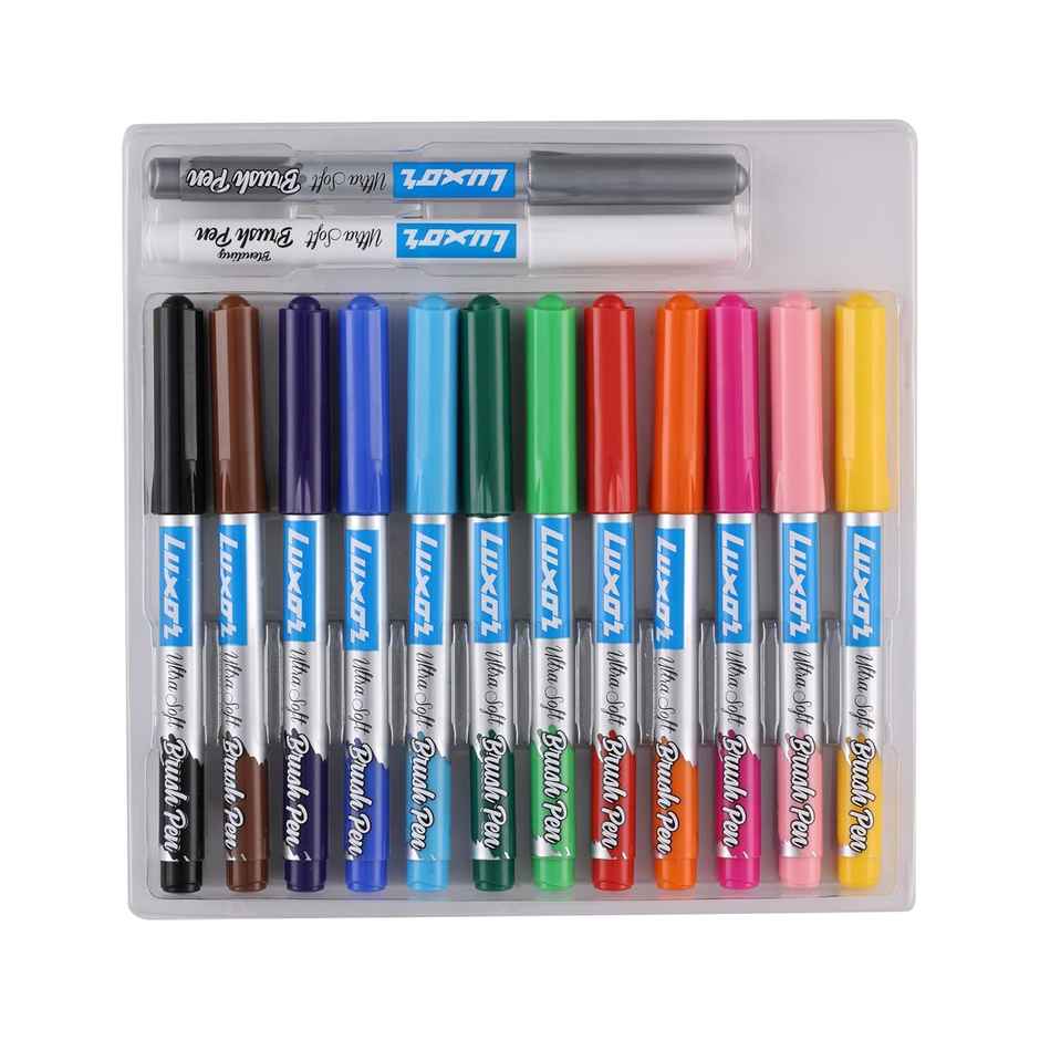 Luxor Doodles Brush Colour Shades with Silver & Blender Pen