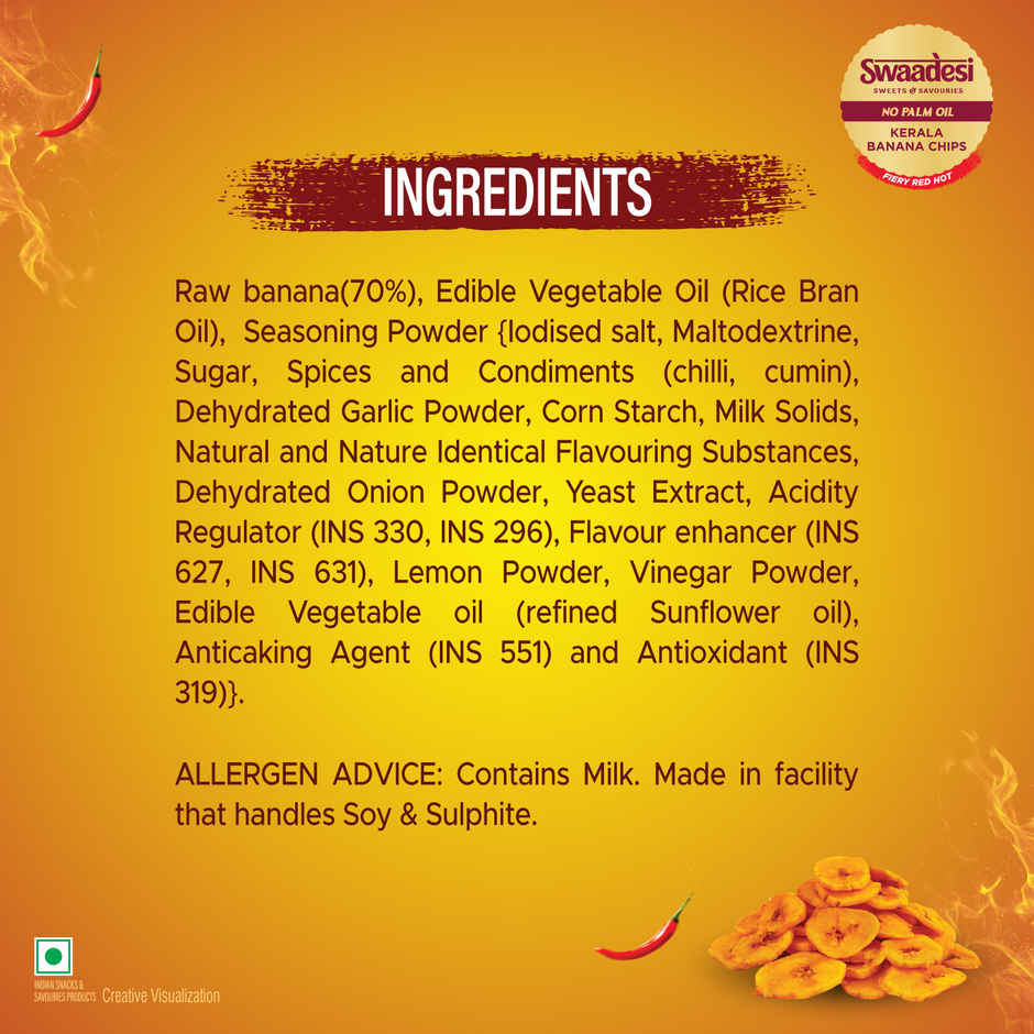 UNIBIC Kerala Banana Chips Fiery Hot | No Palm Oil